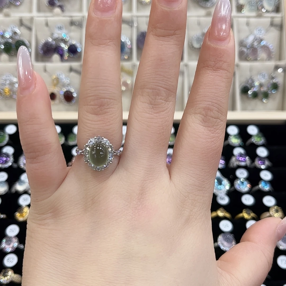 岫玉银S925镶嵌戒指