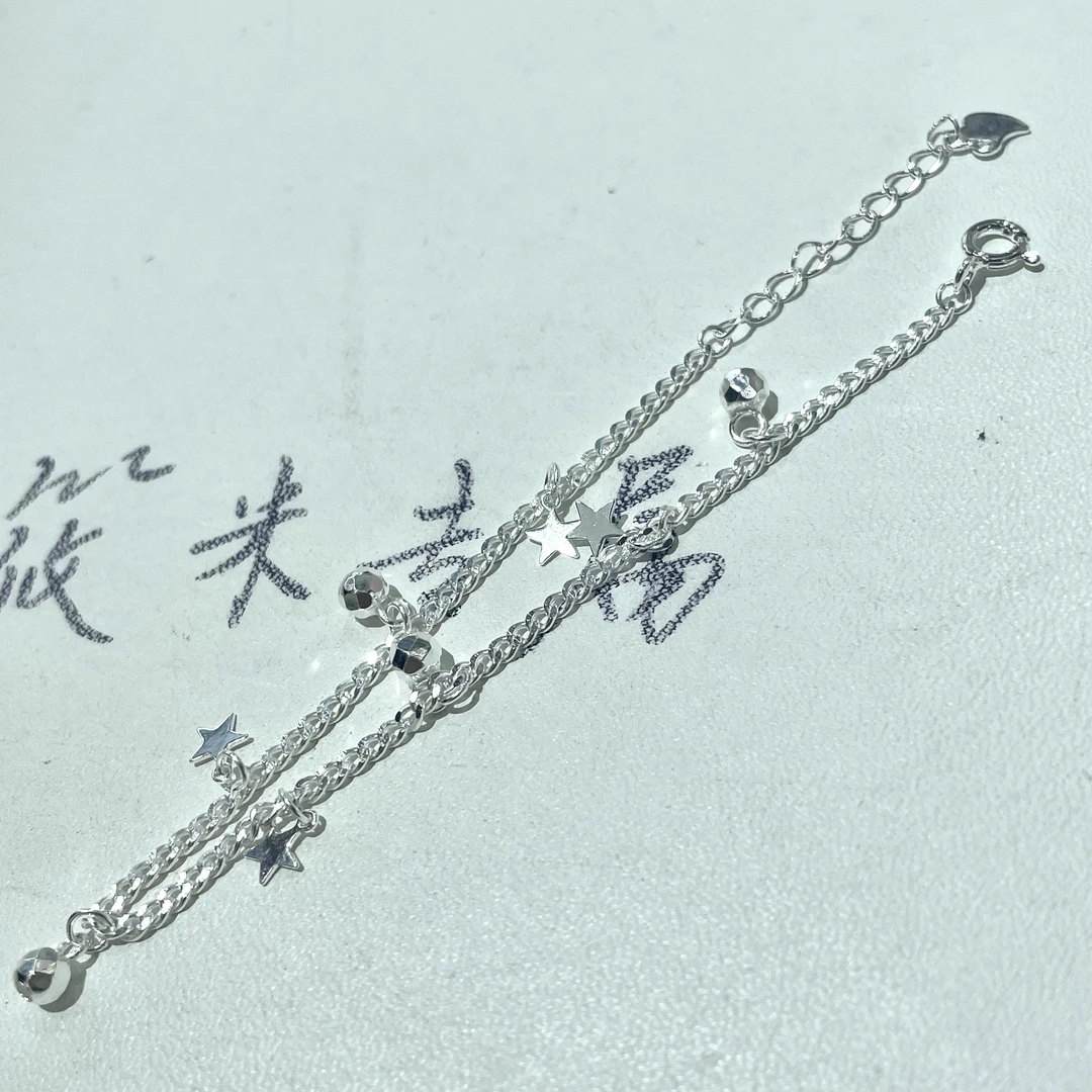 足银手链 星星古巴手链D1006 MD