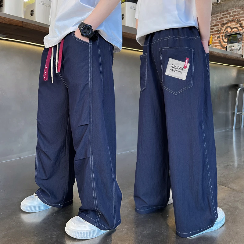 男童牛仔裤夏季薄款宽松2025中大童休闲韩版长裤儿童直筒防蚊裤潮