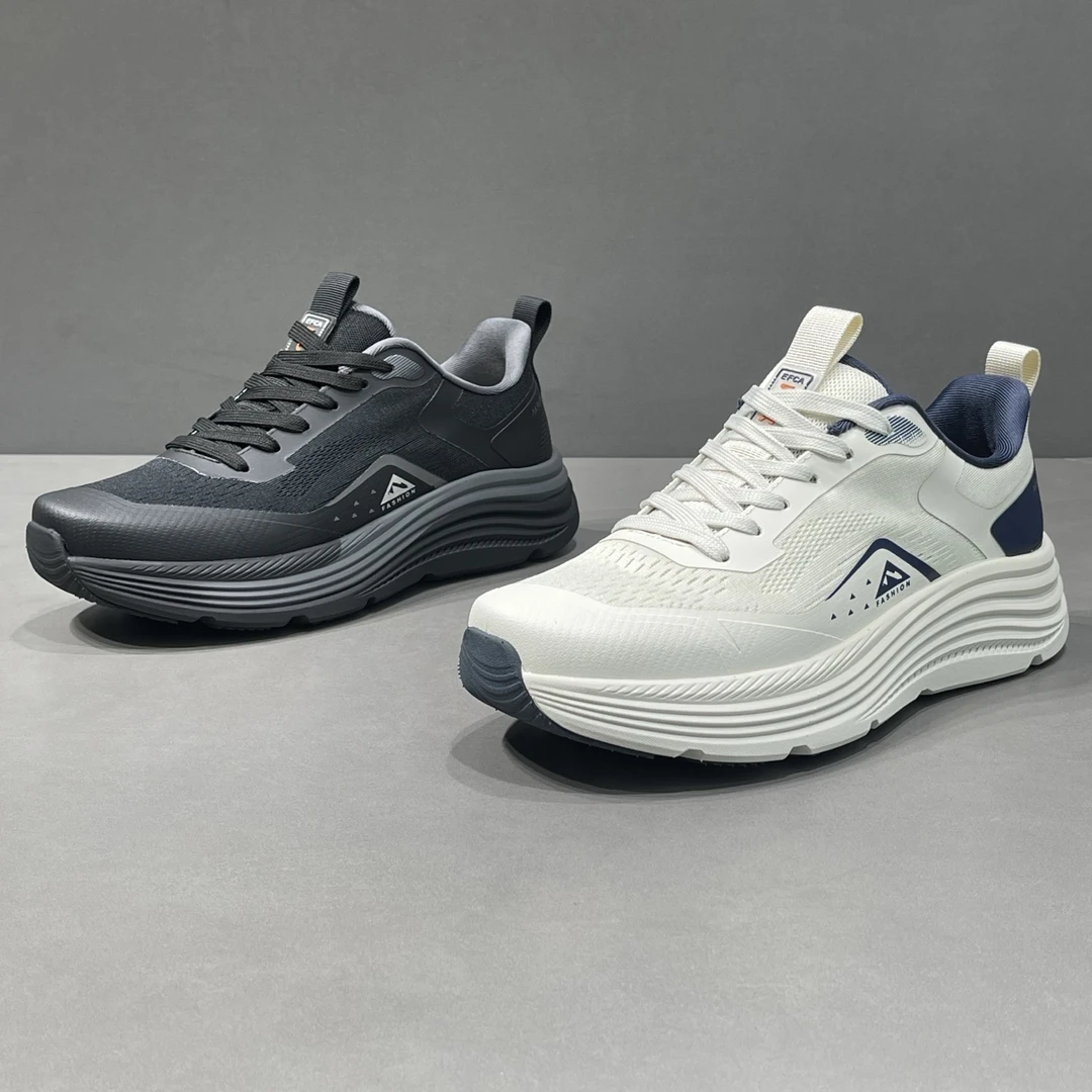 欧丽龙男鞋飞织布休闲时尚潮鞋厚底超轻运动鞋老爹鞋男艾草健步鞋