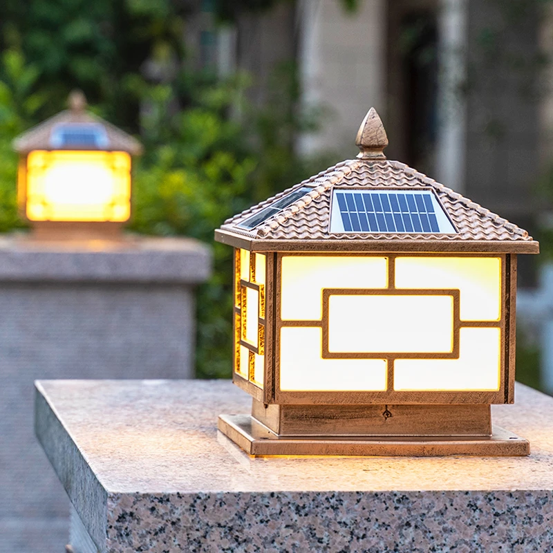 柱头灯太阳能灯户外围墙灯花园灯门柱灯别墅庭院墙头灯防水大门灯