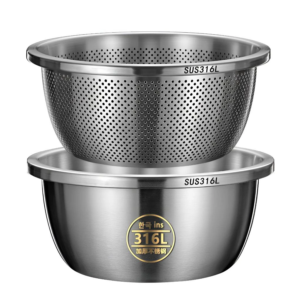 清仓加厚加深316不锈钢沥水篮洗菜盆厨房洗水果洗菜篮淘米盆米筛