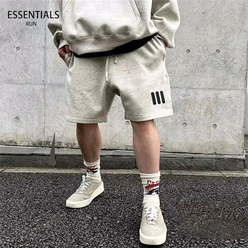ESSENTIALS RUN休闲短裤男士夏季宽松直筒五分裤子字母美式短裤