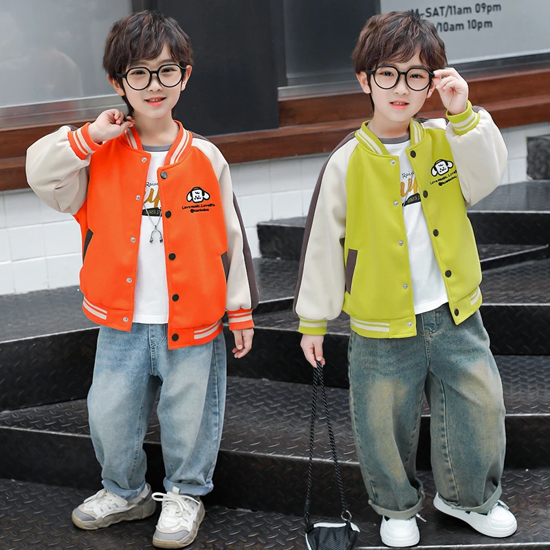 男童春秋装外套2025新款洋气卡通小狗棒球服儿童春季帅气宝宝夹克