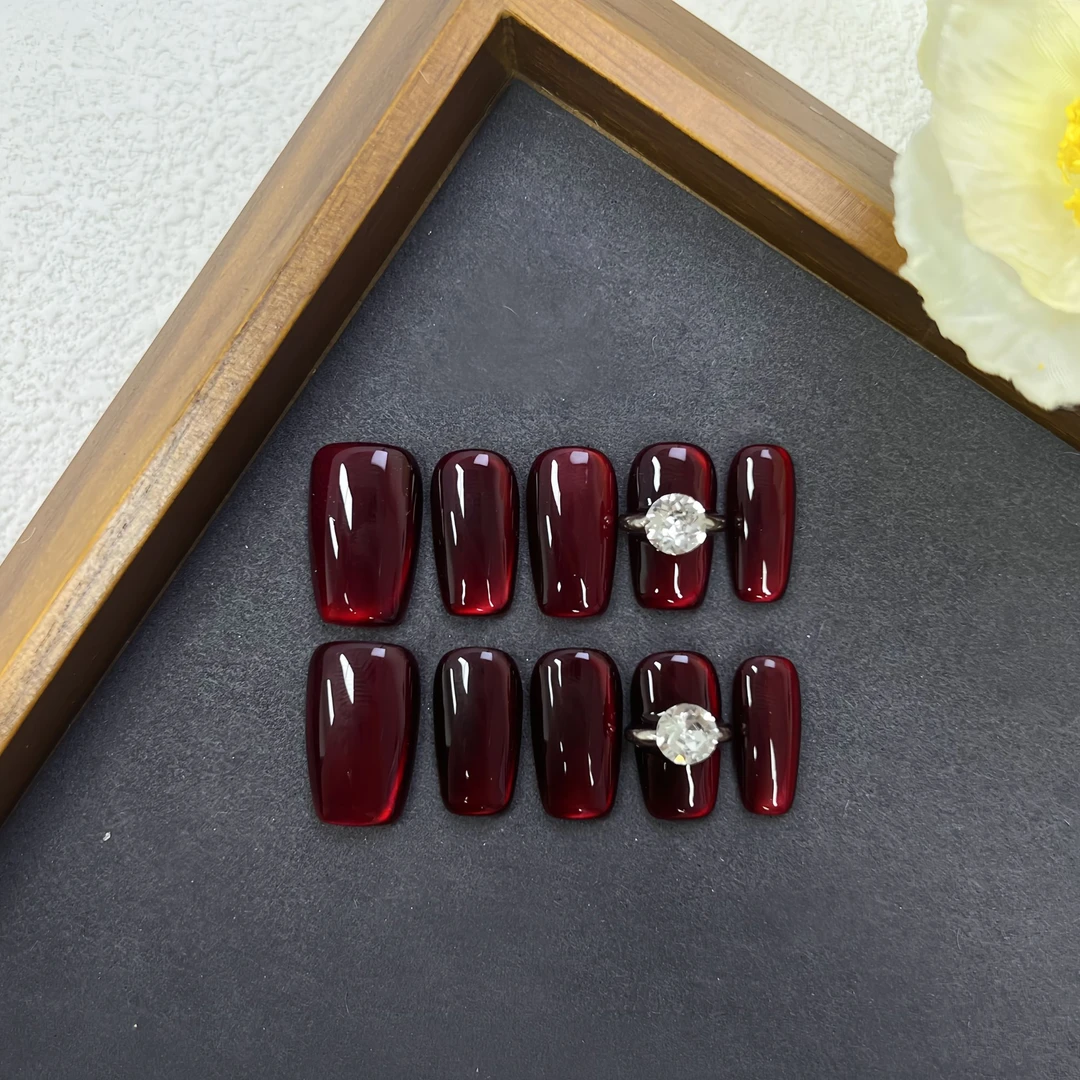 美甲熊原创高级轻奢纯手工穿戴甲 新中方18mm 编号31001