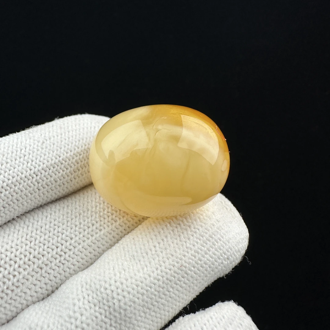 R3933天然原矿蜜蜡 鸡油黄桶珠 21.7*26.7mm抖音基地质检发货