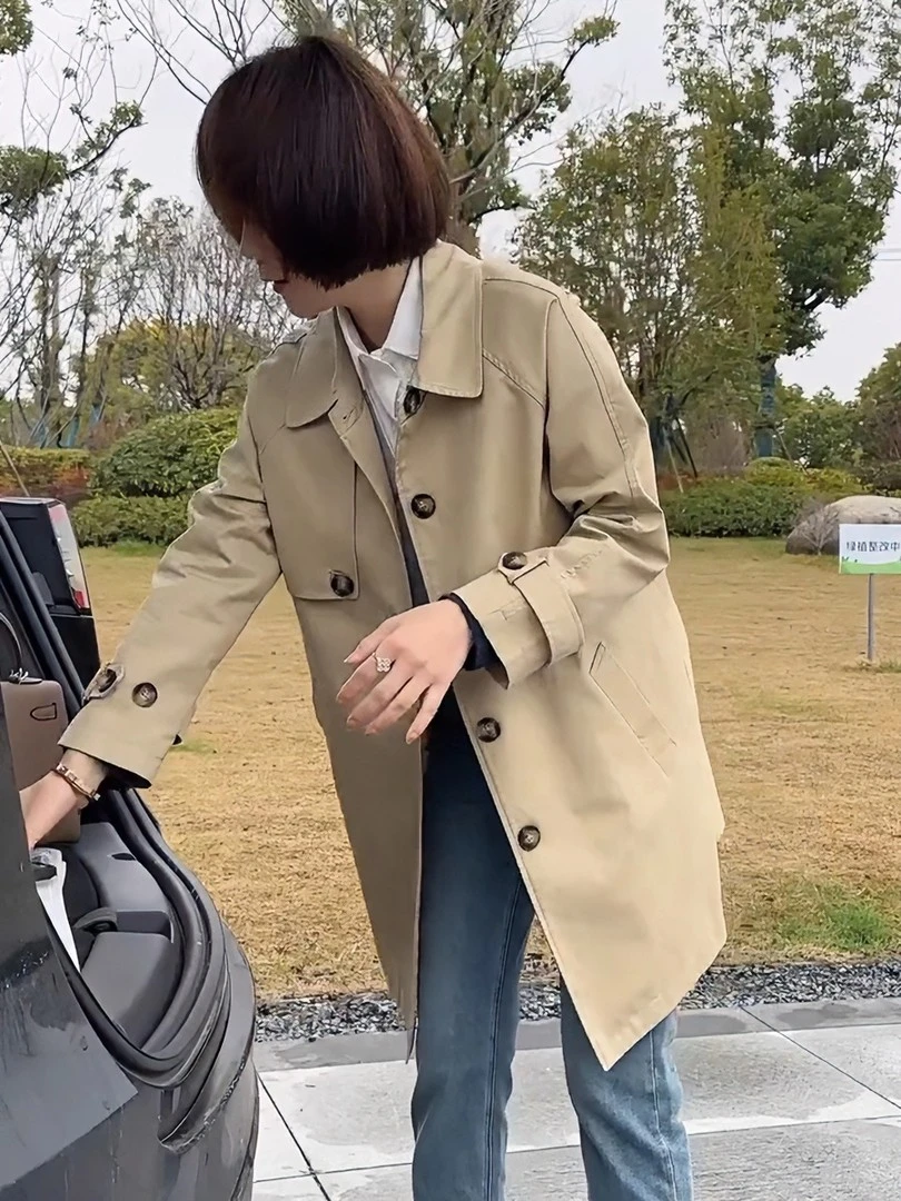 2025新款秋季气质休闲风衣外套女中长款韩版宽松显瘦小个子大衣