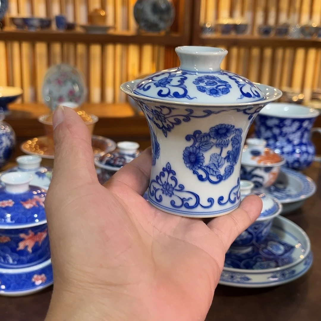 錡镇堂手工手绘绘盖碗