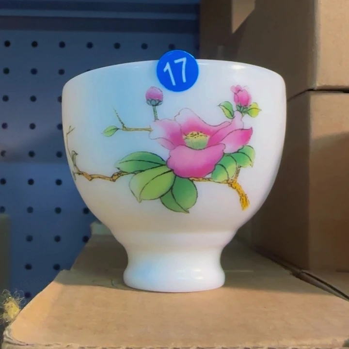 素烧羊脂玉高脚品茗杯17号