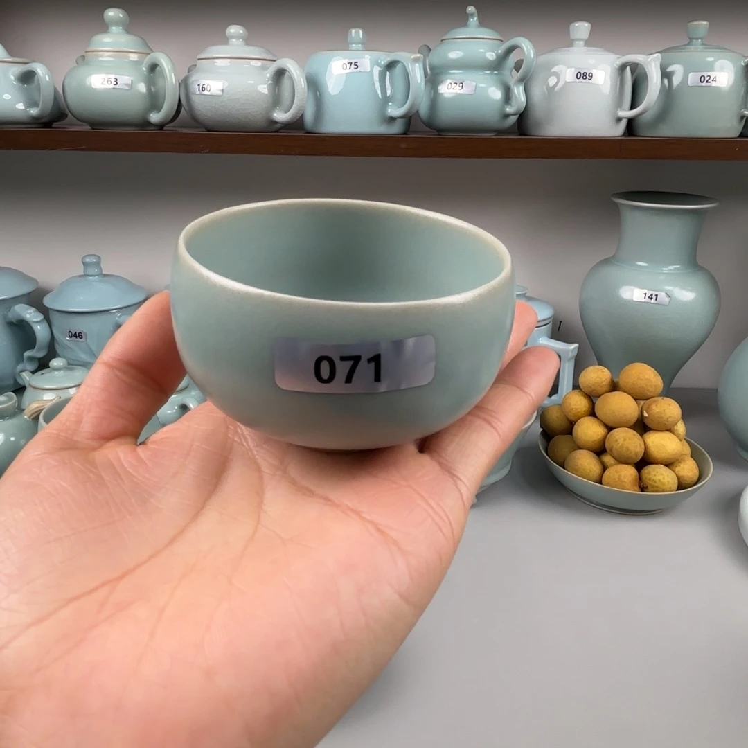 摆件陶汝瓷收口圆融杯圈足烧仿古釉开播福利