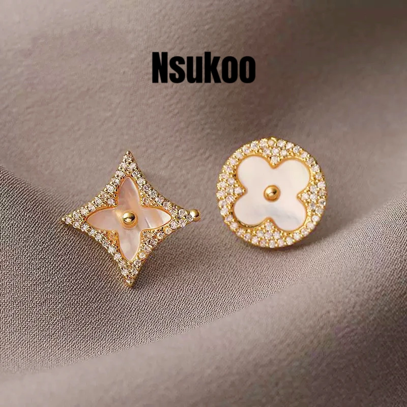 铜合金合成锆石耳饰 E0406 时尚字母老花耳钉