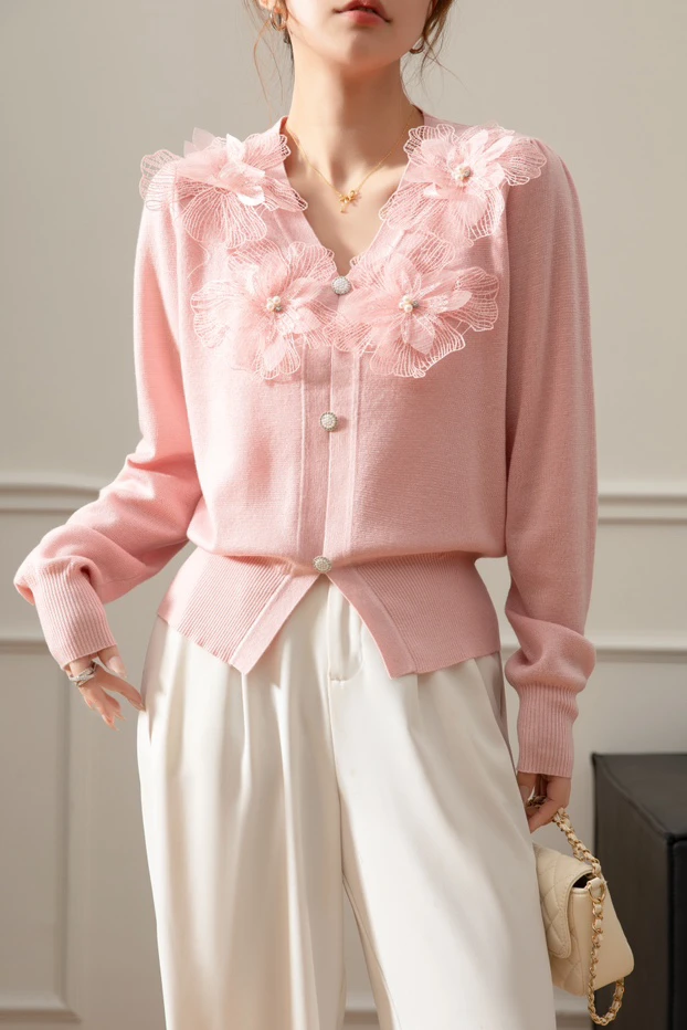 春装时尚重工针织衫气质薄款