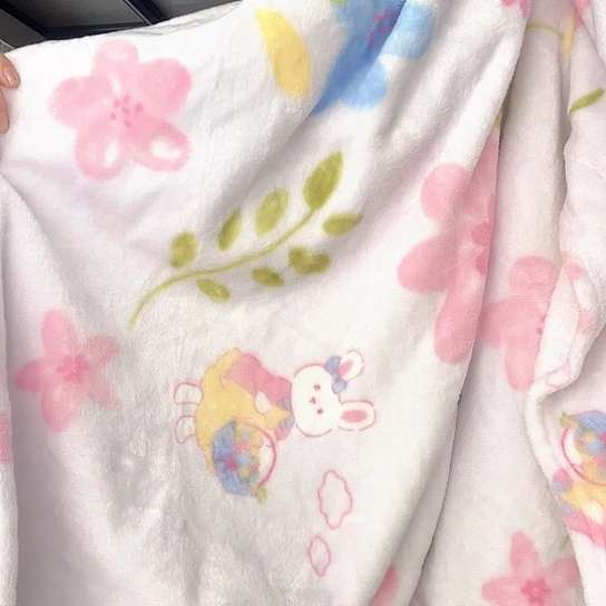 羊驼毛法兰绒花朵床单200×230