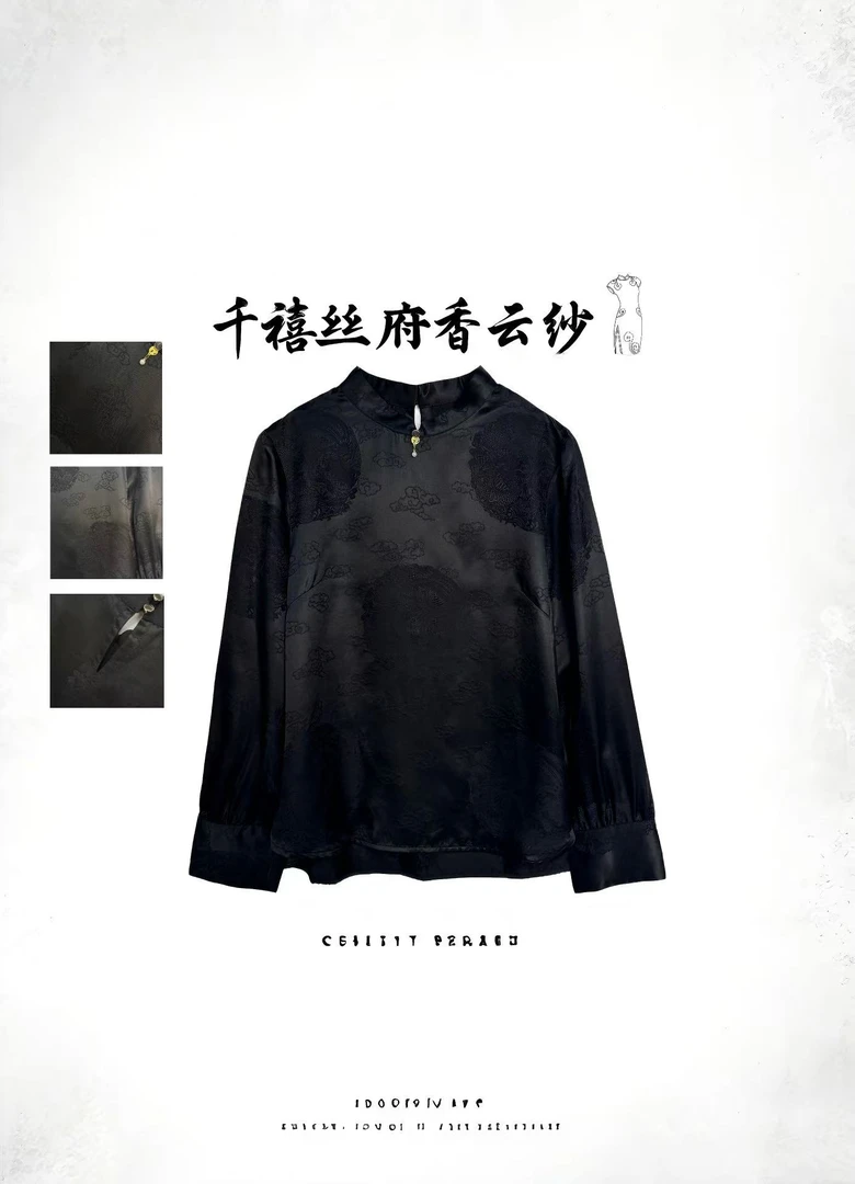 【千禧专属】3536简约大气唯美高尚气质提花桑蚕丝香云纱上衣