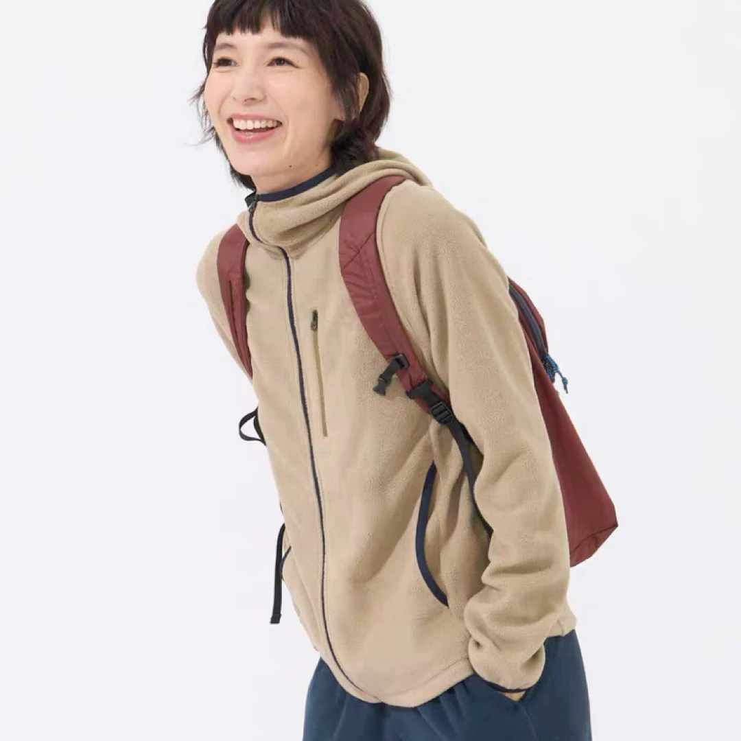 【抓绒拉链外套】秋冬女士户外轻量保暖连帽外套