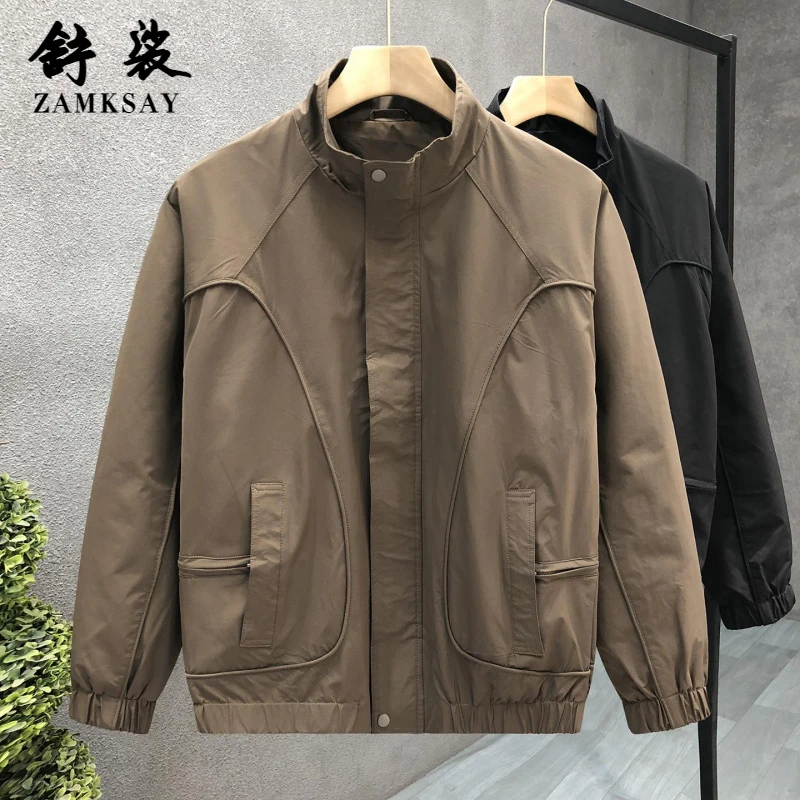 秋装流行咖啡色立领夹克外套男痞帅青年2025秋季新款男士休闲上衣