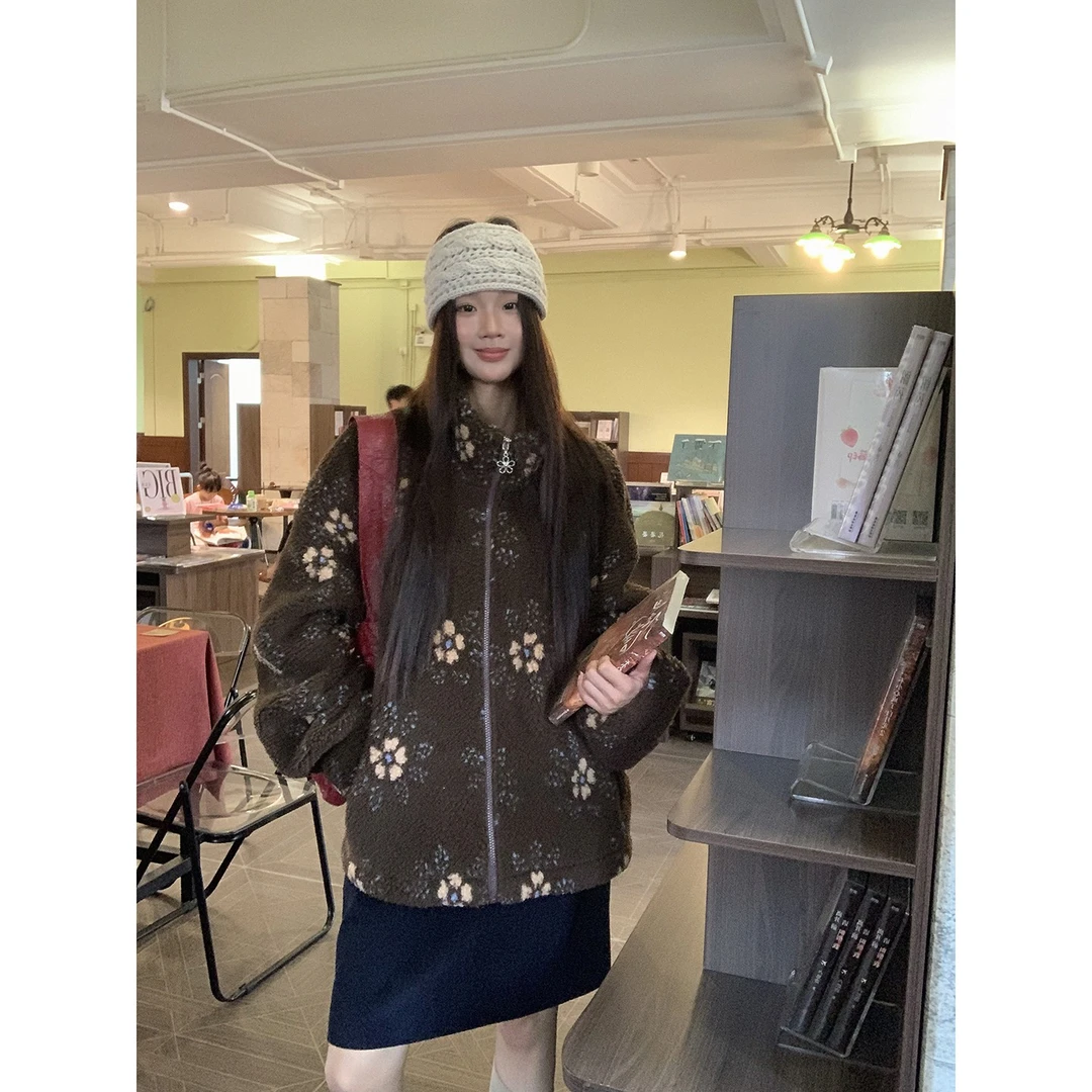 【巴黎雪】秋冬美式复古印花宽松HD短外套254Y3971