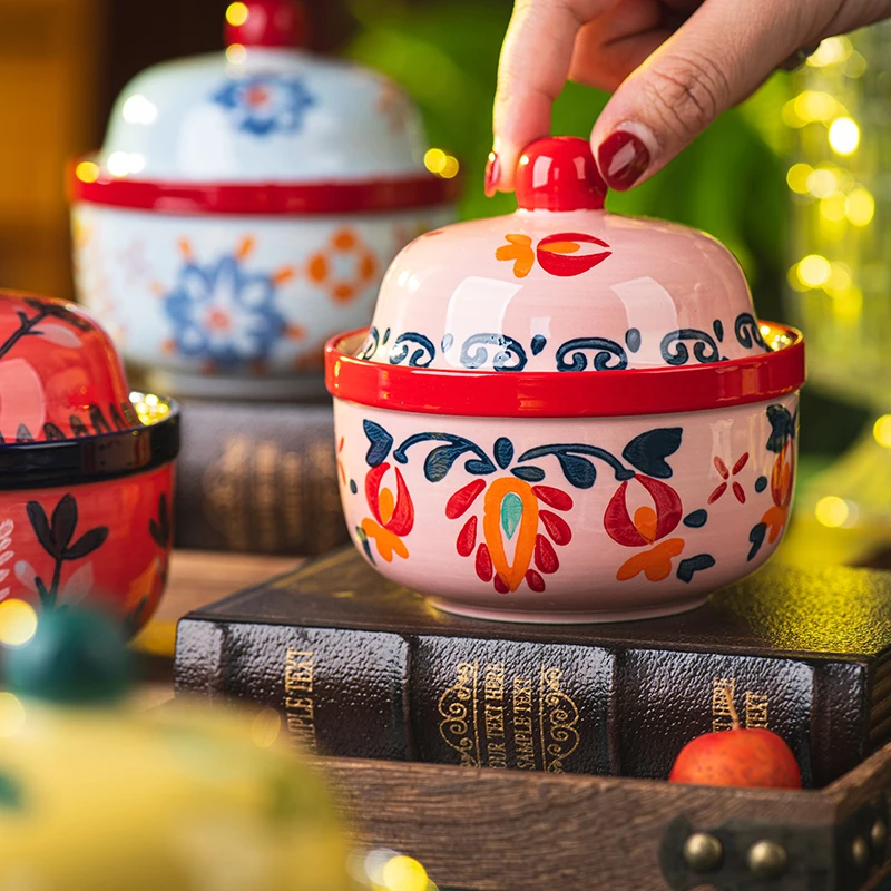 田园秘语炖盅家用陶瓷瓦罐汤盅隔水炖带盖复古一人份水网红餐具