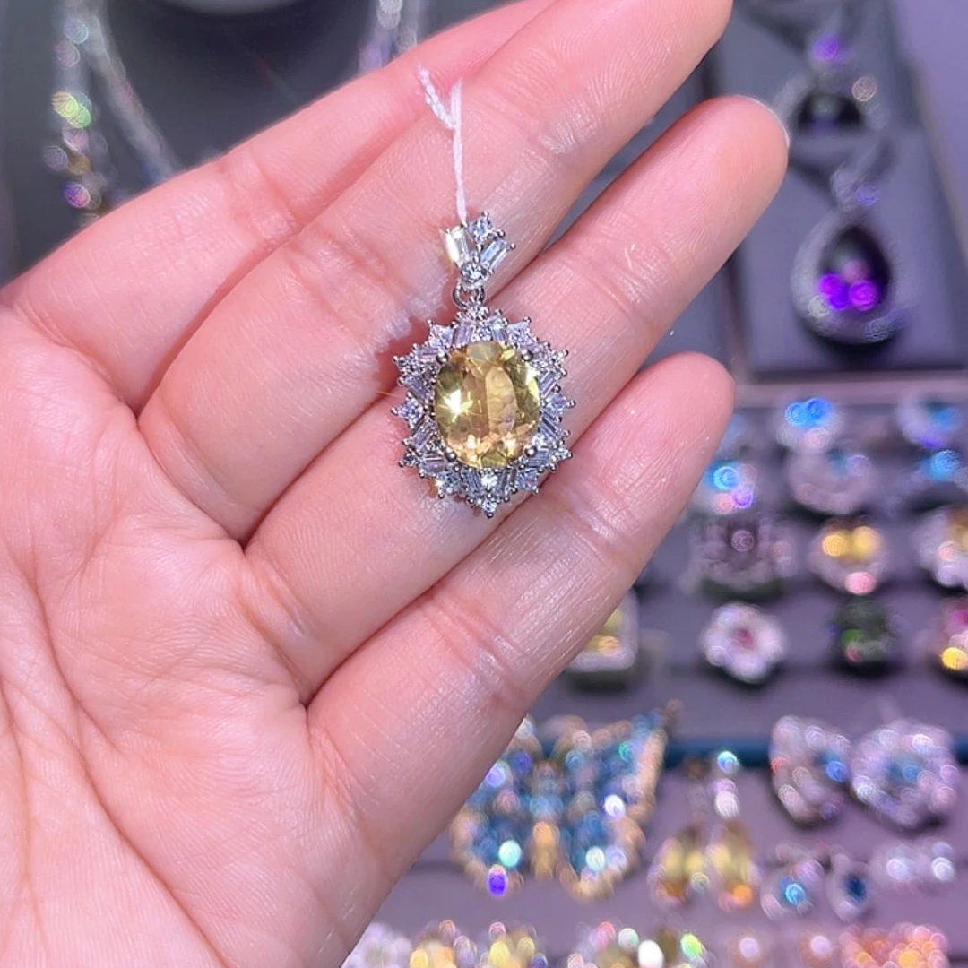 【闪购商品】黄晶吊坠(赠链)银S925镶嵌