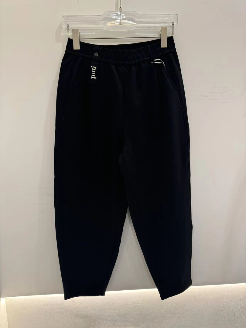 静姐秋季新款宽松高腰百搭黑色保暖休闲裤23244