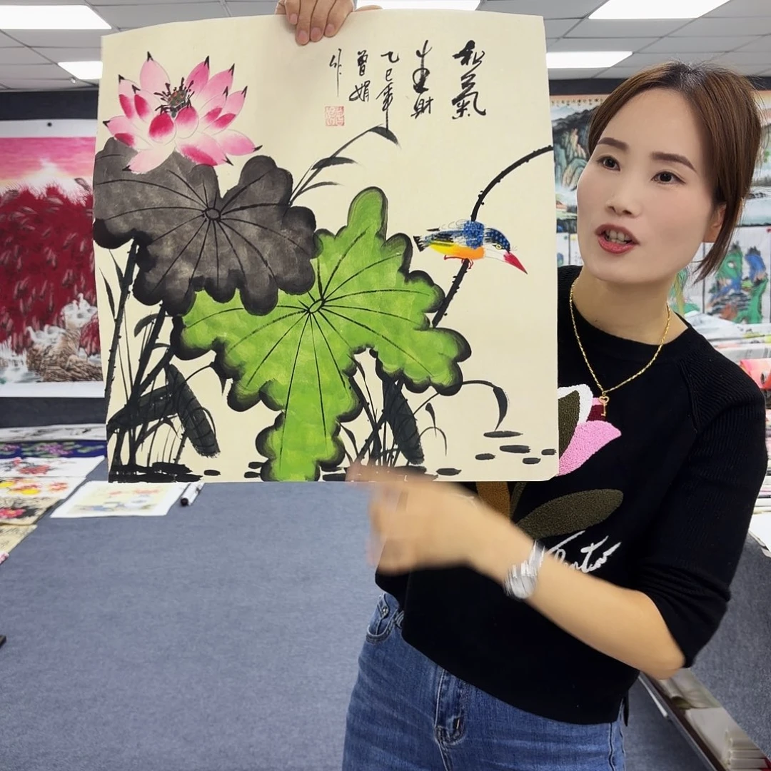国画作品小姐姐放漏中