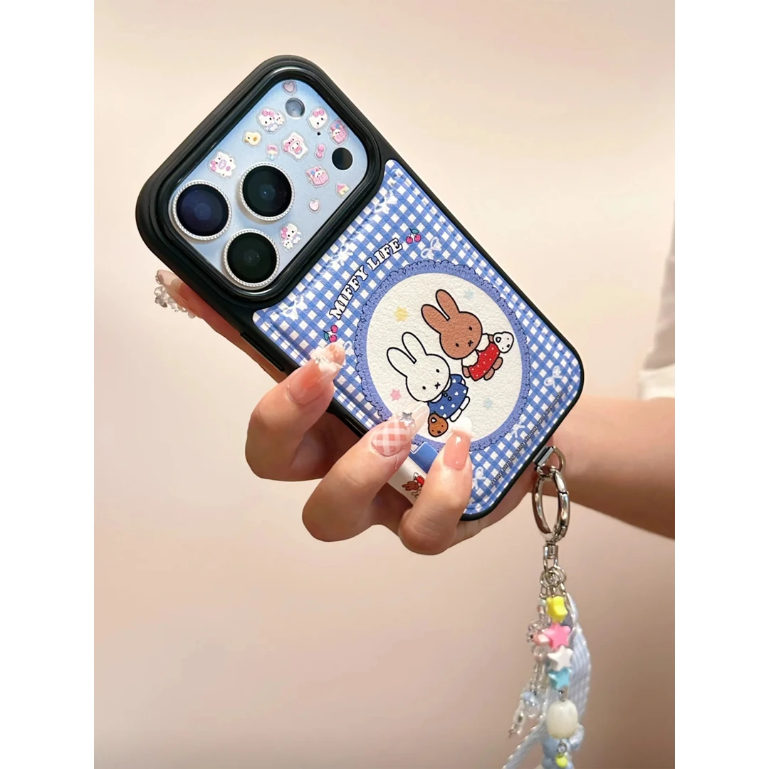 欧克里里韩风格纹米菲兔适用苹果17/16/15/14/13promax皮纹手机壳