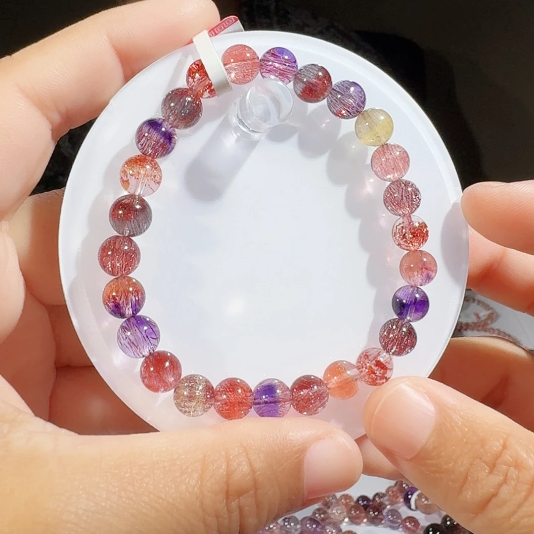未镶嵌手链水晶7.2mm橘色系糖果仙女超七