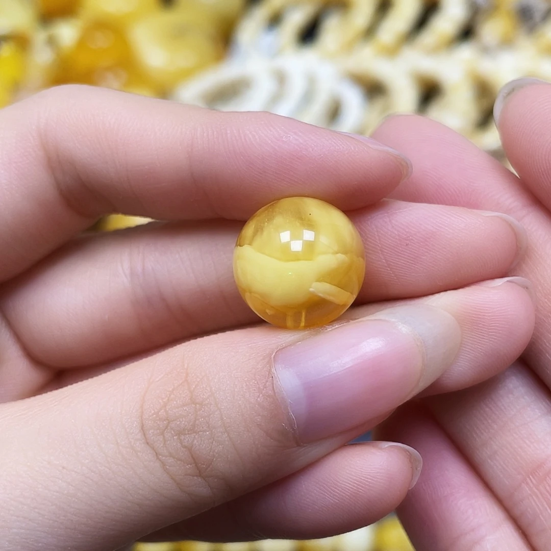 裸石蜜蜡未镶嵌圆珠14.9mm瑕