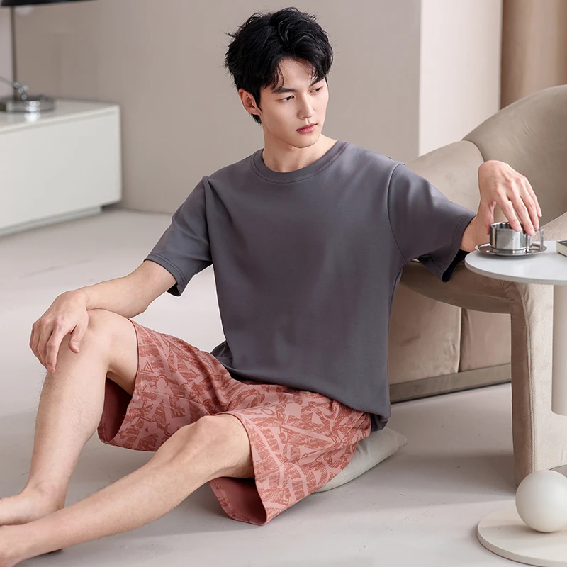 内外心选莫代尔睡衣男款2025新款夏季薄款学生青少年可外穿家居服
