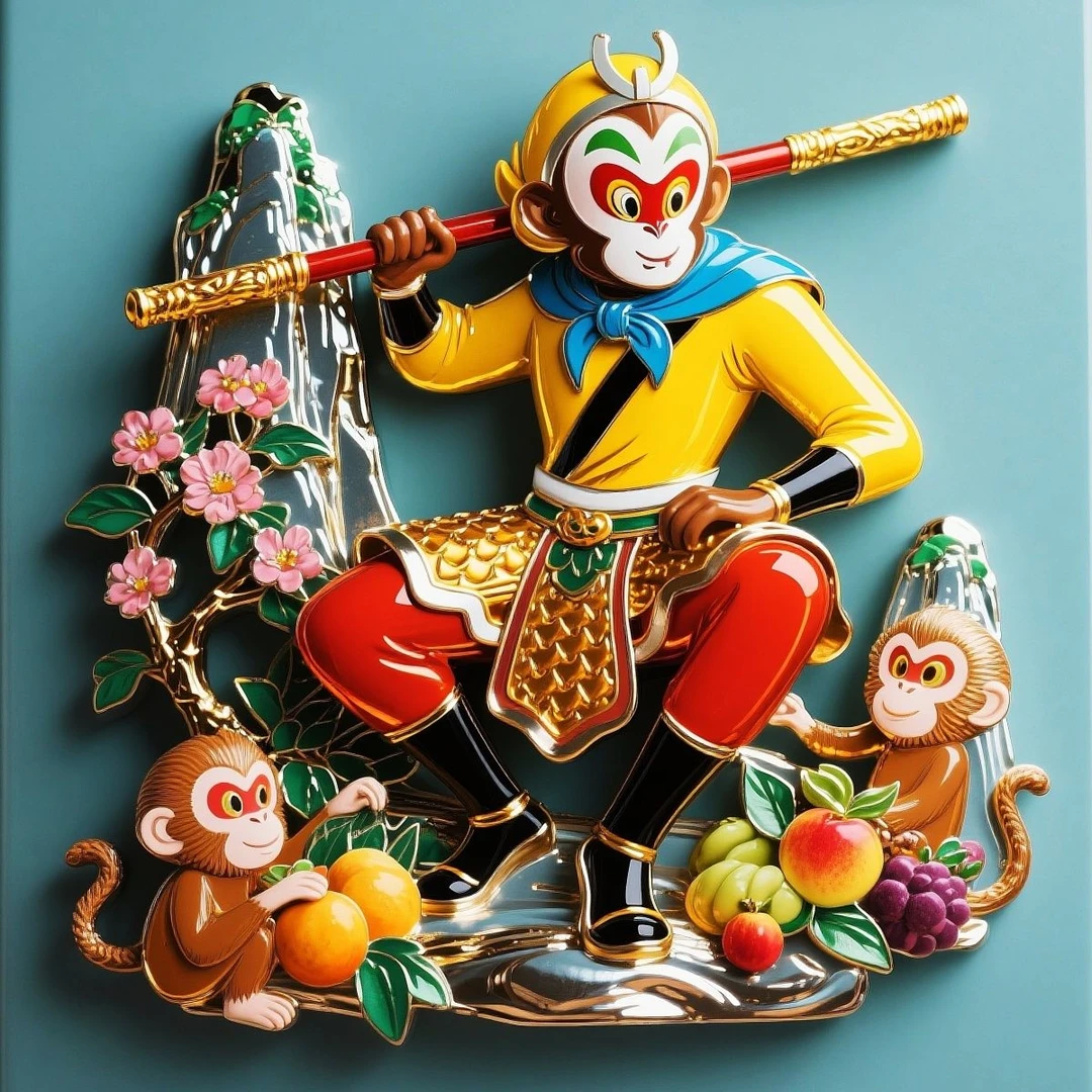 花果山齐天大圣浮雕冰箱贴金属立体旅游建筑创意礼物送朋友礼品