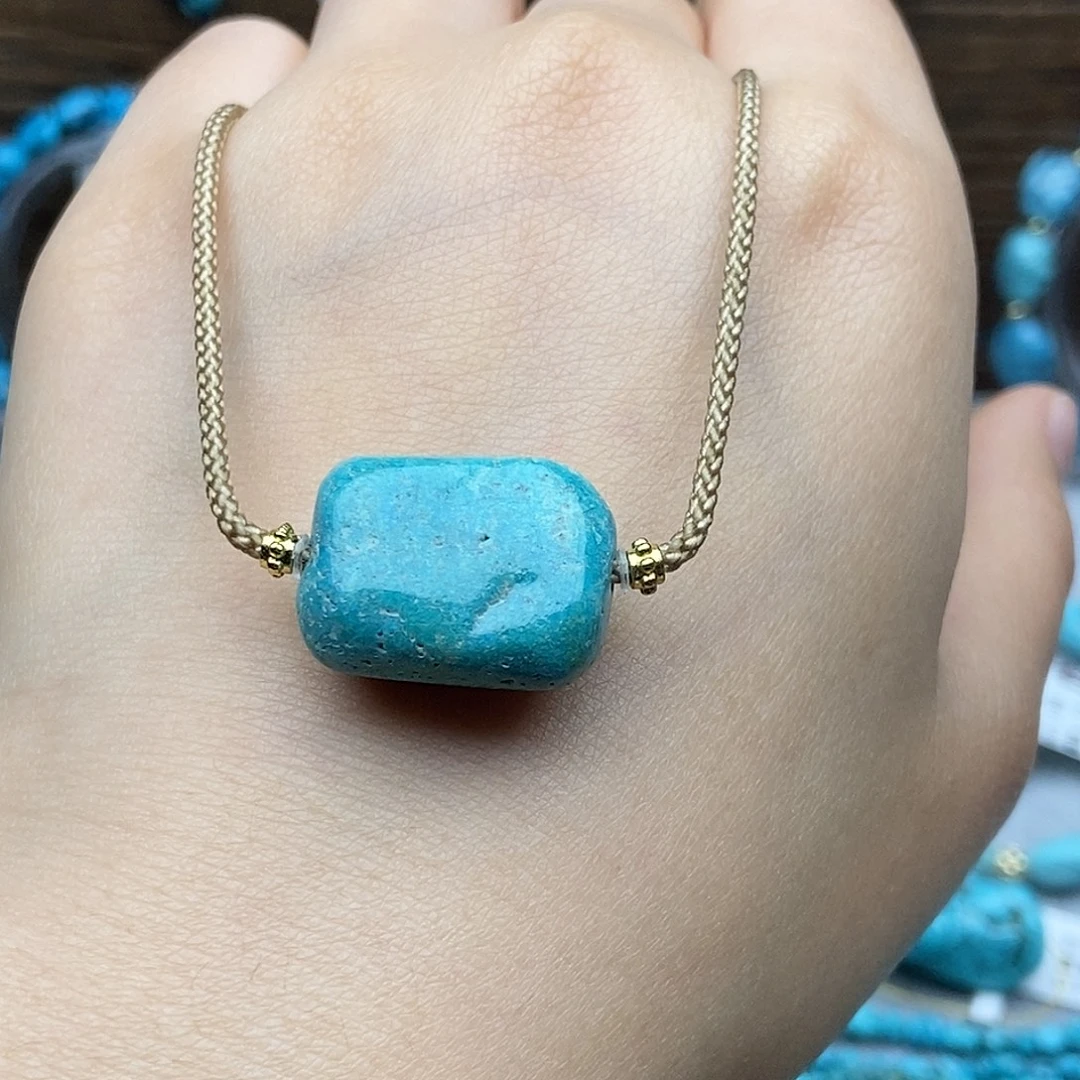 绿松石未镶嵌玉化绿随行锁骨