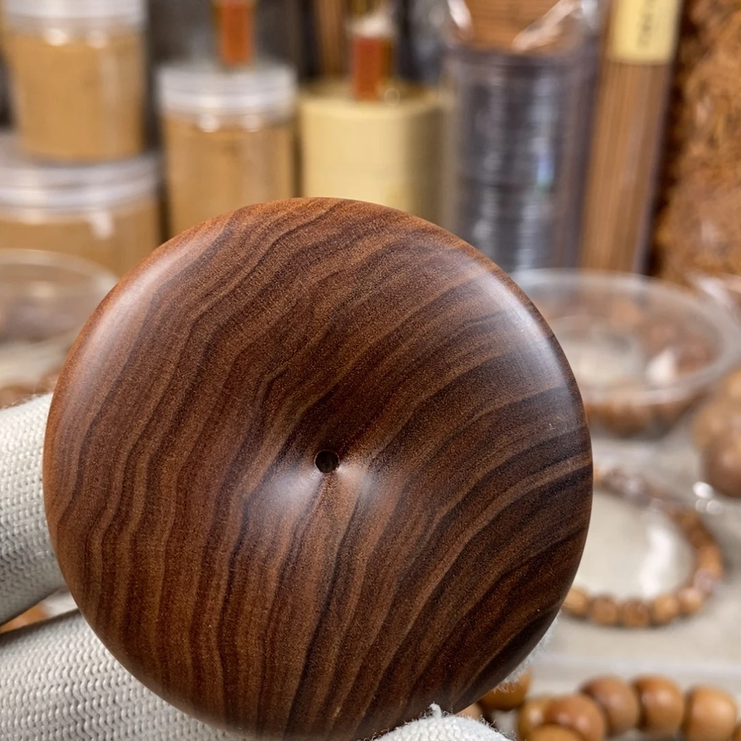 檀香木吊坠庐****潮横纹平安扣