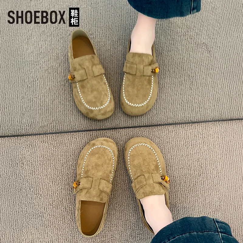 SHOEBOX鞋柜勃肯鞋女2025爆款秋季百搭时尚复古单鞋软底豆豆鞋