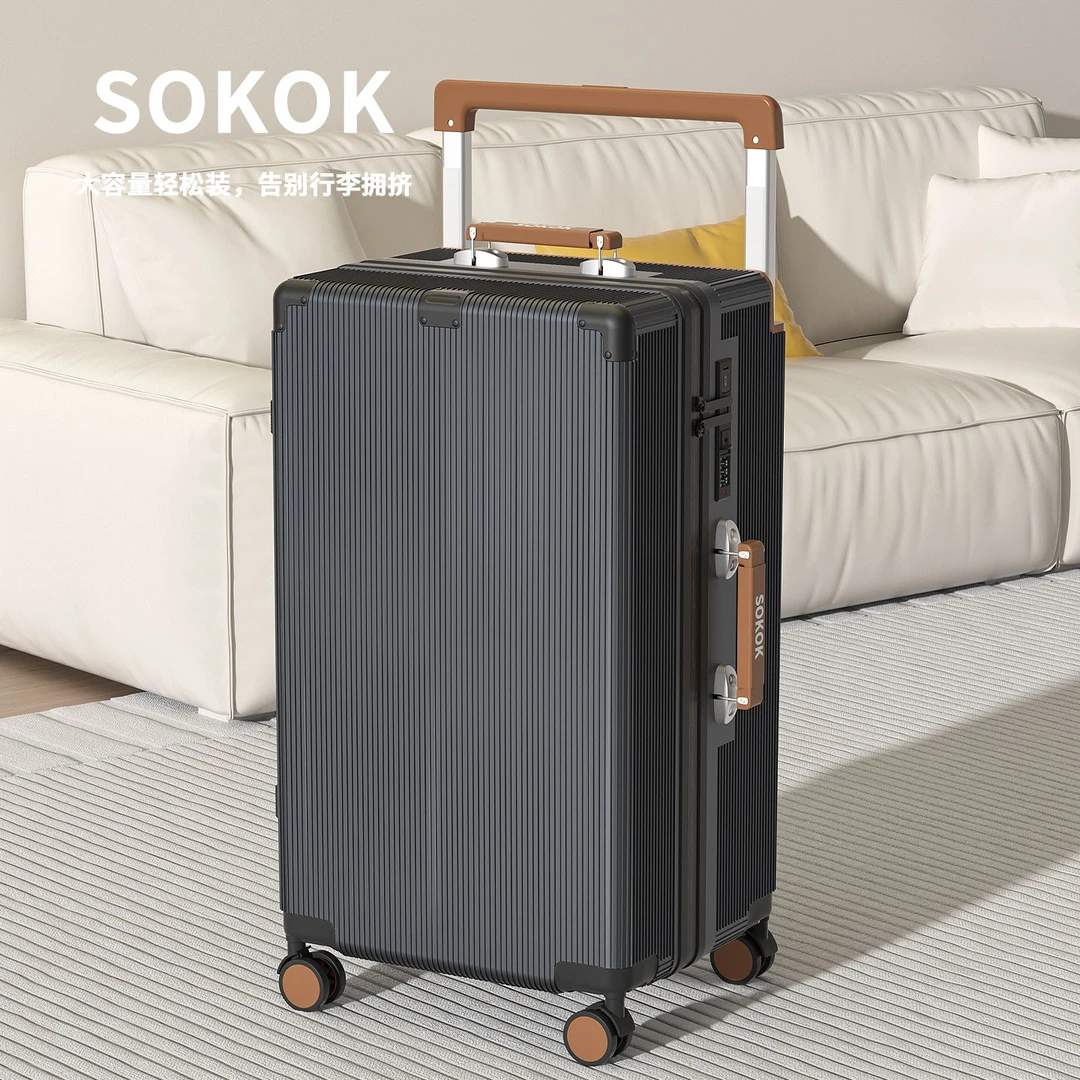 sokok新款2025宽拉杆大容量行李箱撞色旅行箱