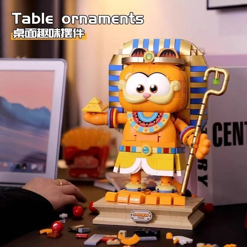费米正版加菲猫积木手办潮玩摆件自由女神像环游世界拼装玩具礼物