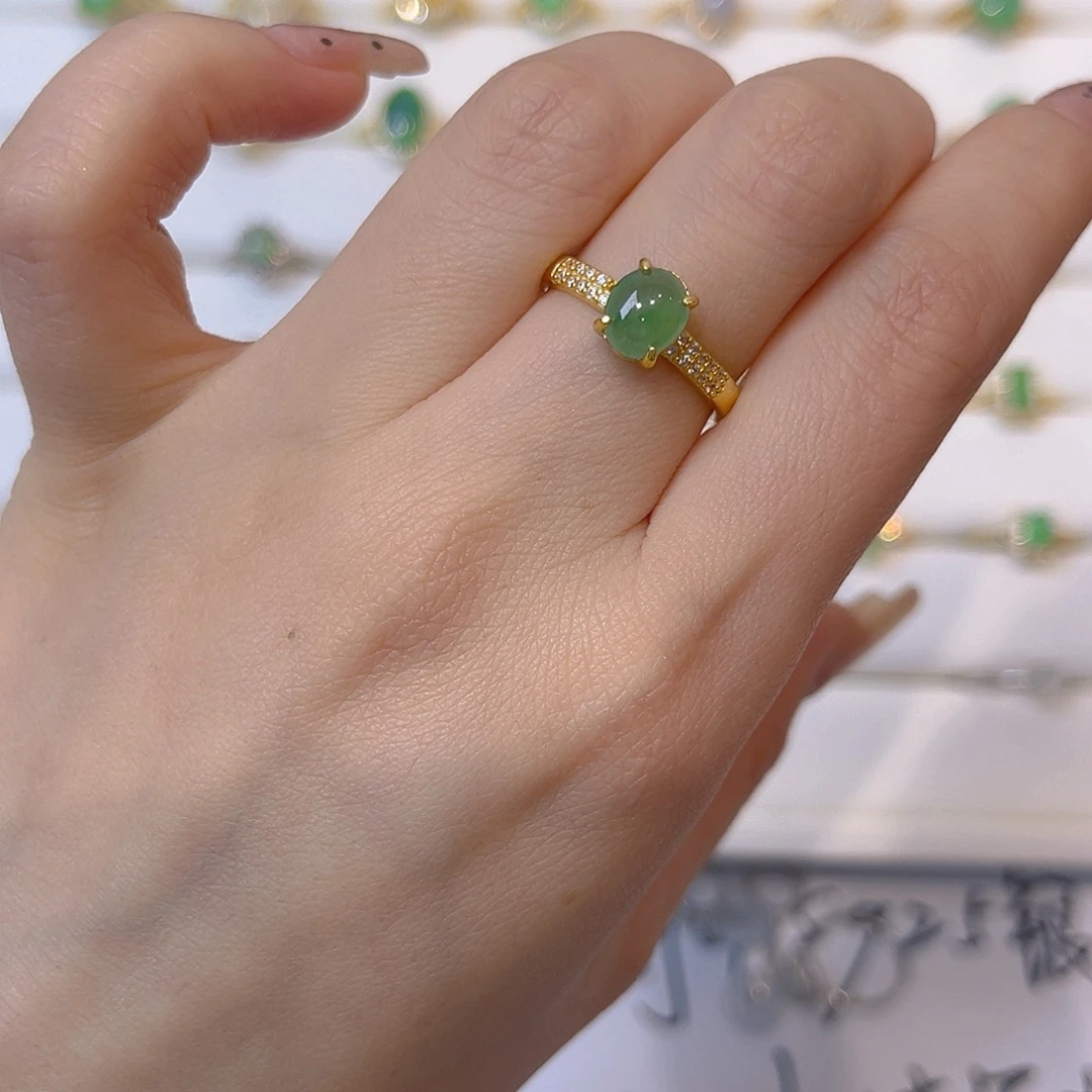 翡翠戒指银S925镶嵌