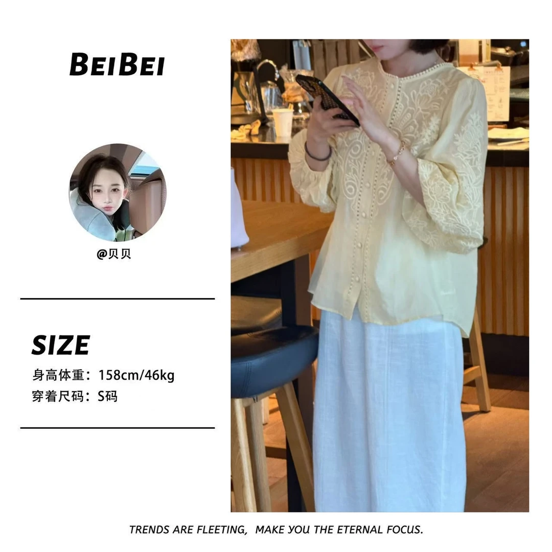 【熙玉】短袖衬衫夏季绣花镂空女装BB25X162