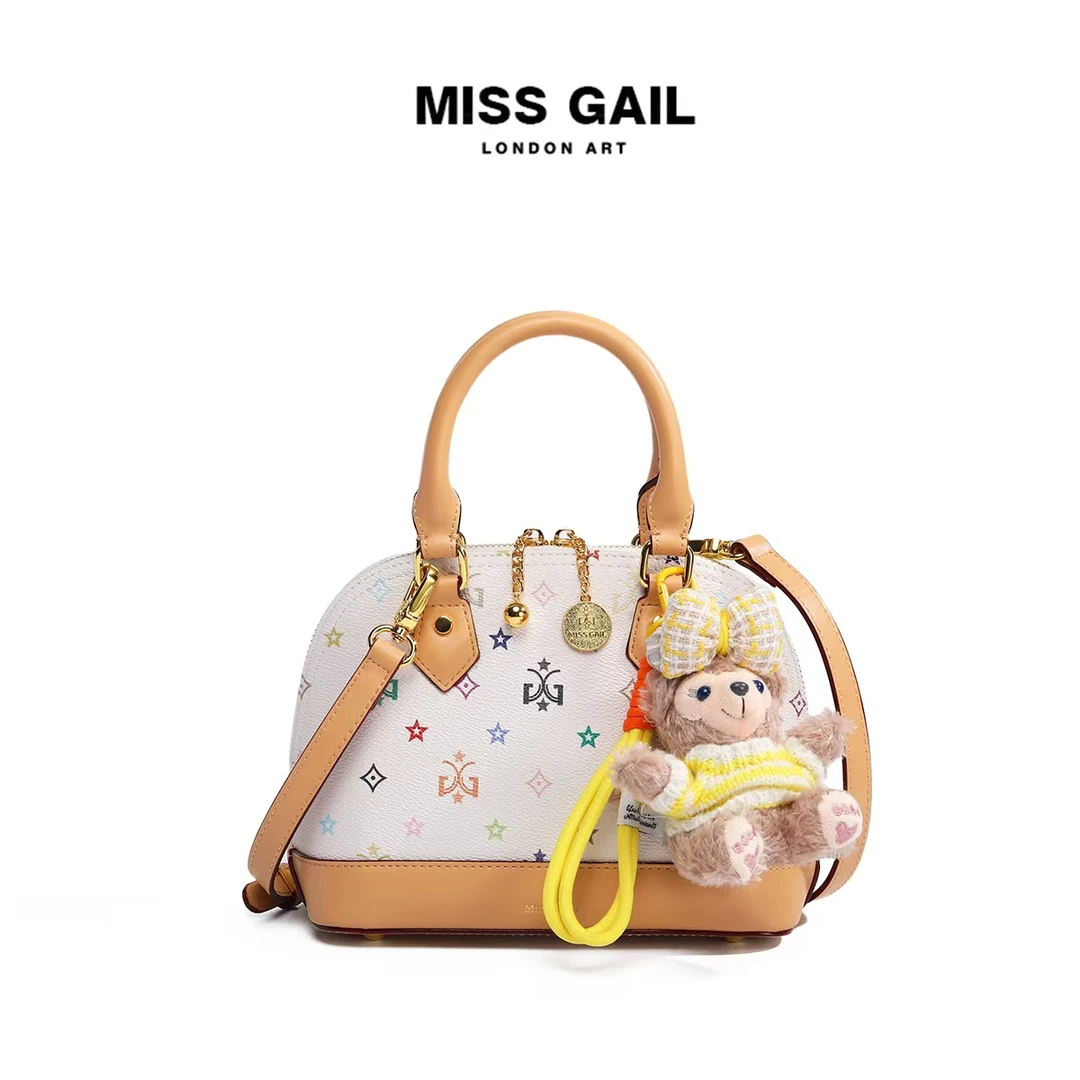 Miss Gail轻奢时尚经典印花拼色气质手提斜挎包1449老花彩色