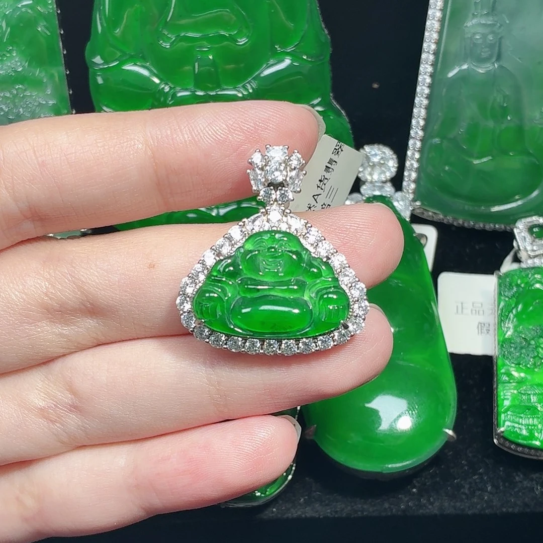 翡翠银S925镶嵌颈饰天然A货翡翠