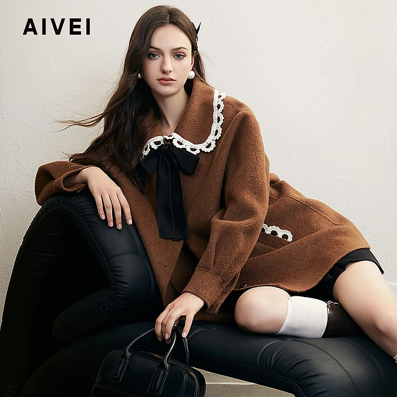 【陈大可专属】AIVEI艾薇美拉德编织花边绵羊毛双面呢R758401A