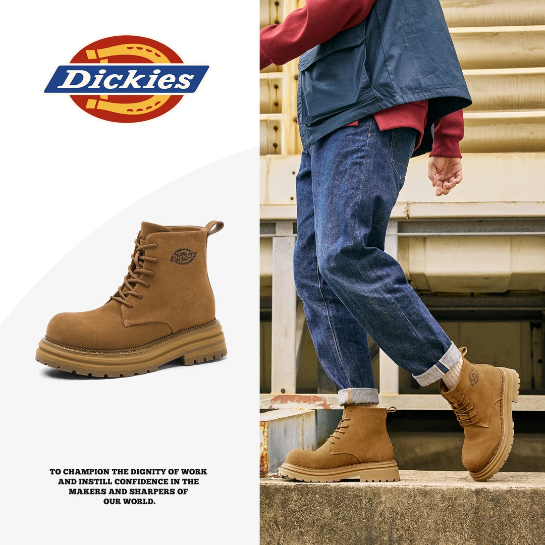 Dickies情侣翘头马丁靴2025新款工装靴耐磨高帮复古德比男士靴子