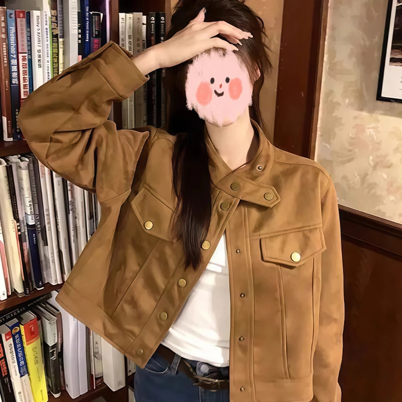 大码女装复古休闲夹克短外套胖mm秋季显瘦洋气遮肉小香风上衣女