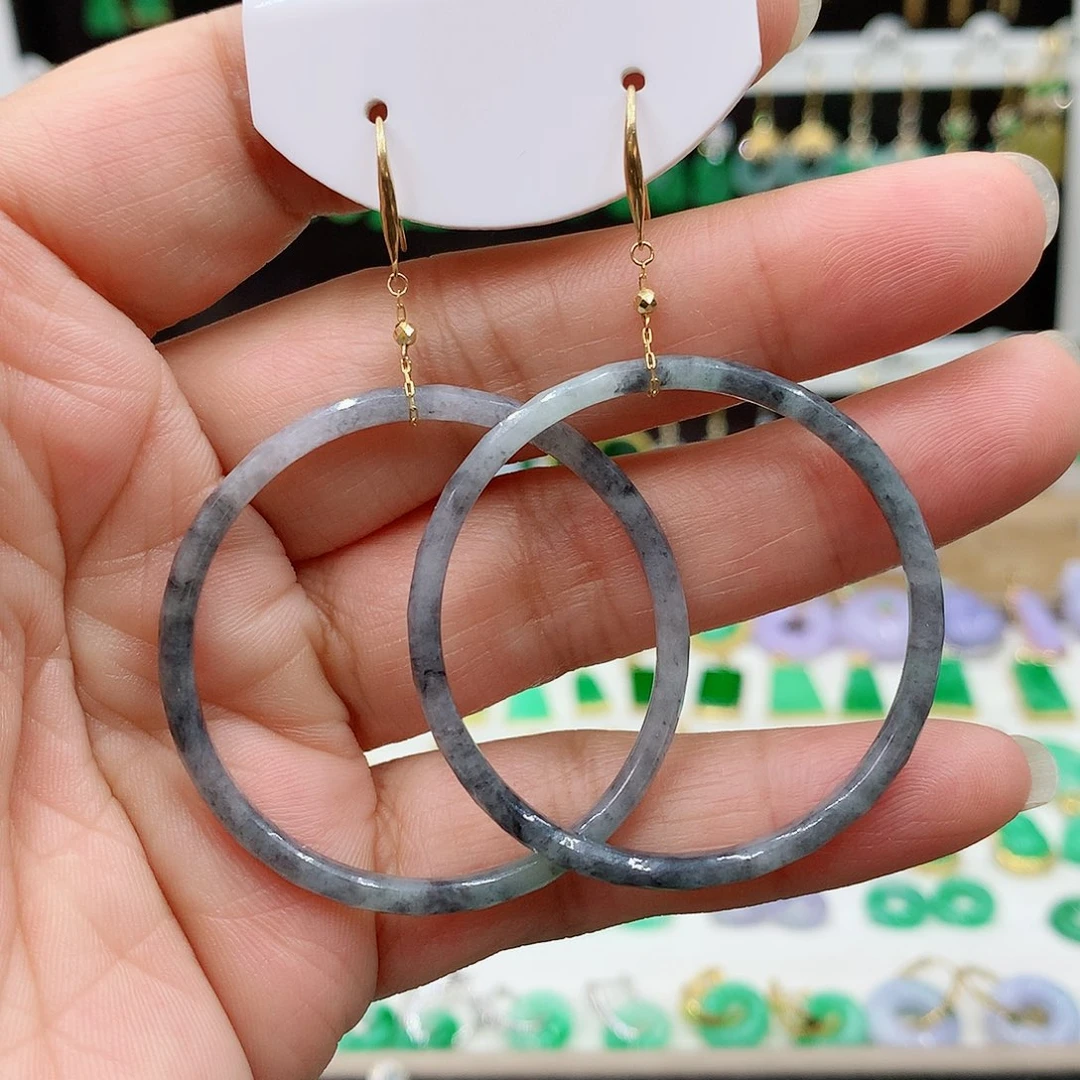 翡翠耳饰18K金镶嵌的