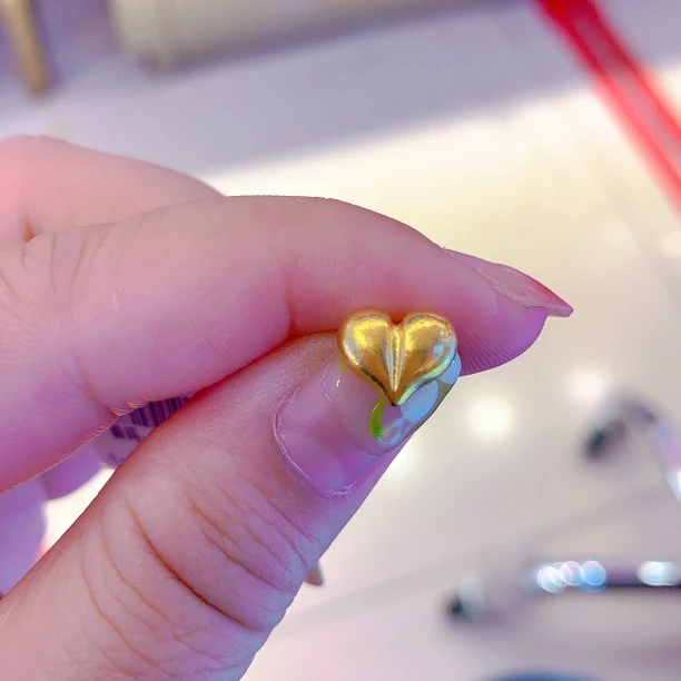 足金古法俏皮桃桃爱心立体心形吊坠