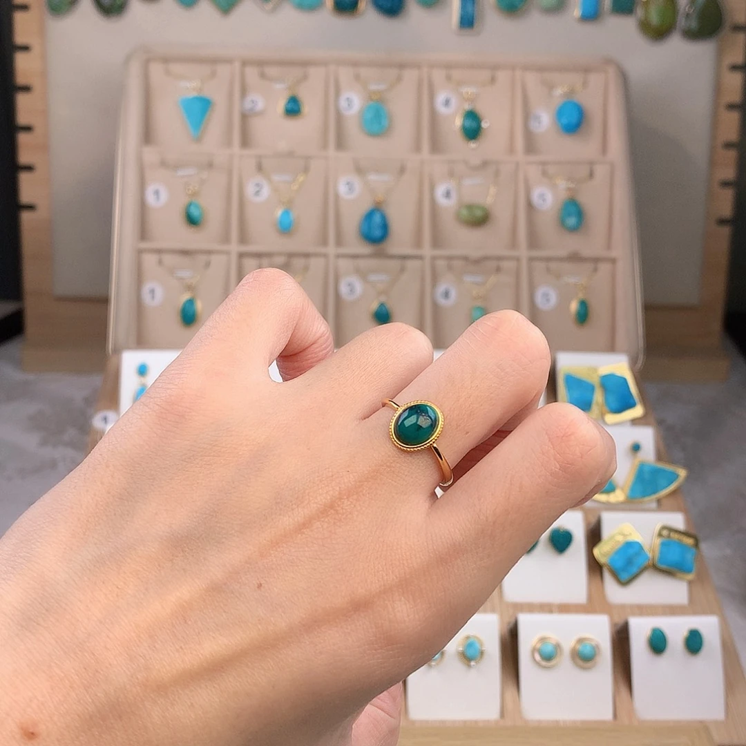 绿松石银S925镶嵌戒指