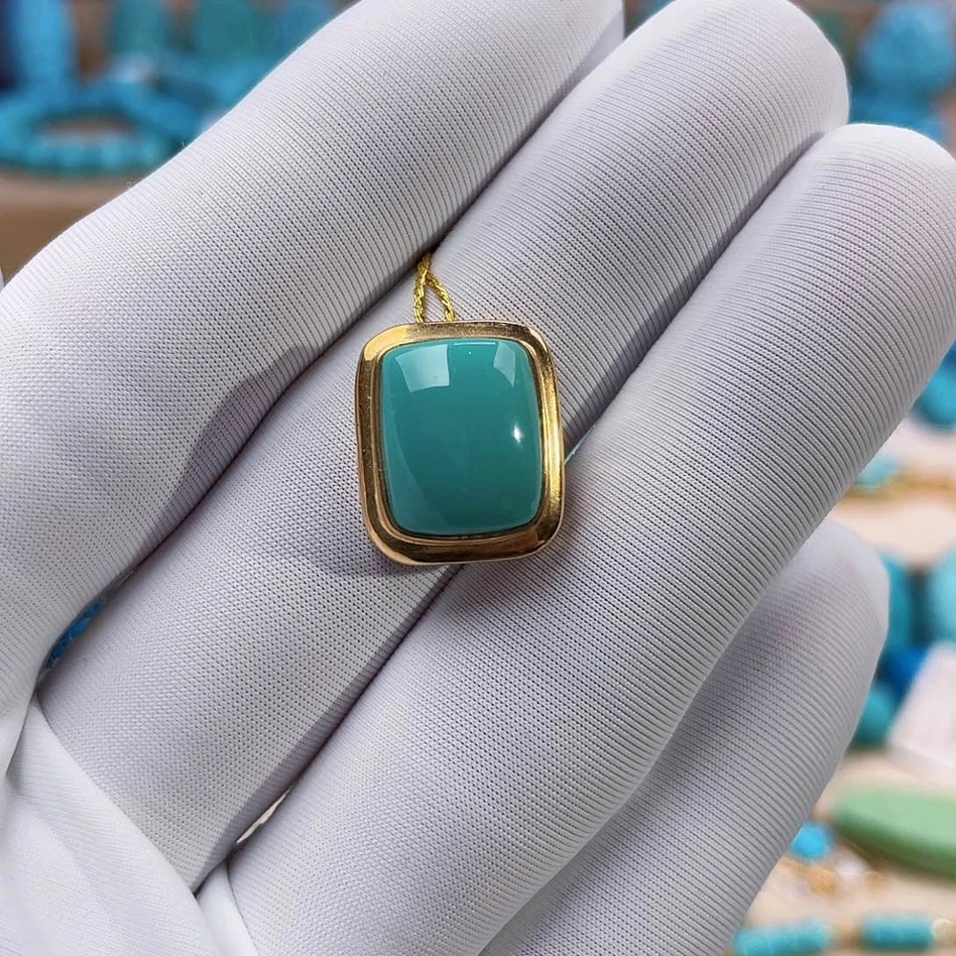 绿松石珠宝奇石18K金镶嵌紫****9