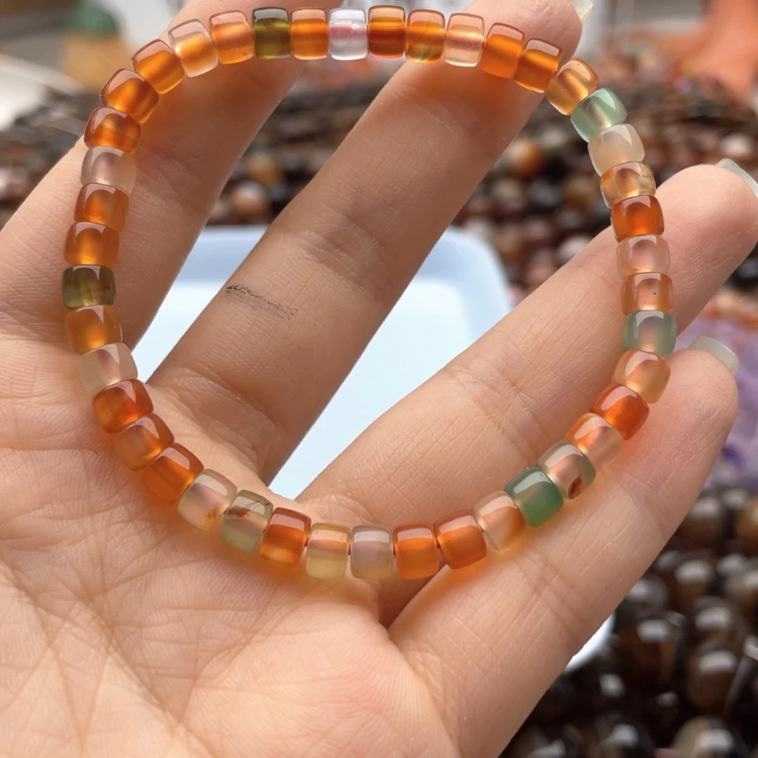 玛瑙/玉髓未镶嵌珠宝半成品一条装卡5多宝手串直切