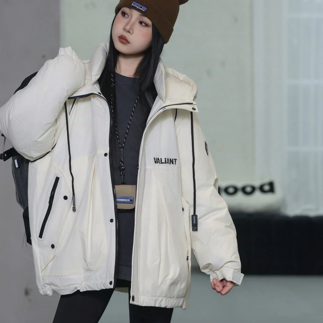 2025冬美式拼接连帽羽绒服男童女童冬季户外登山防风保暖冲锋外套