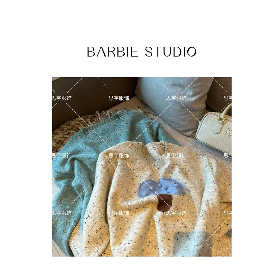 Barbie 辣酱【小蘑菇】秋季简约气质显瘦减龄百搭蘑菇套头毛衣173