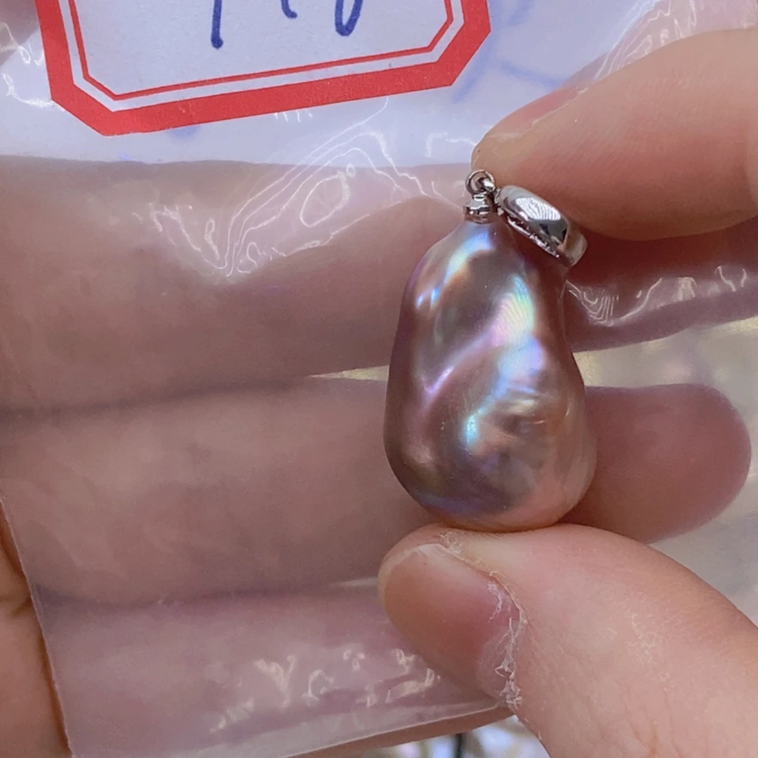 淡水珍珠银S925镶嵌吊坠(赠链)